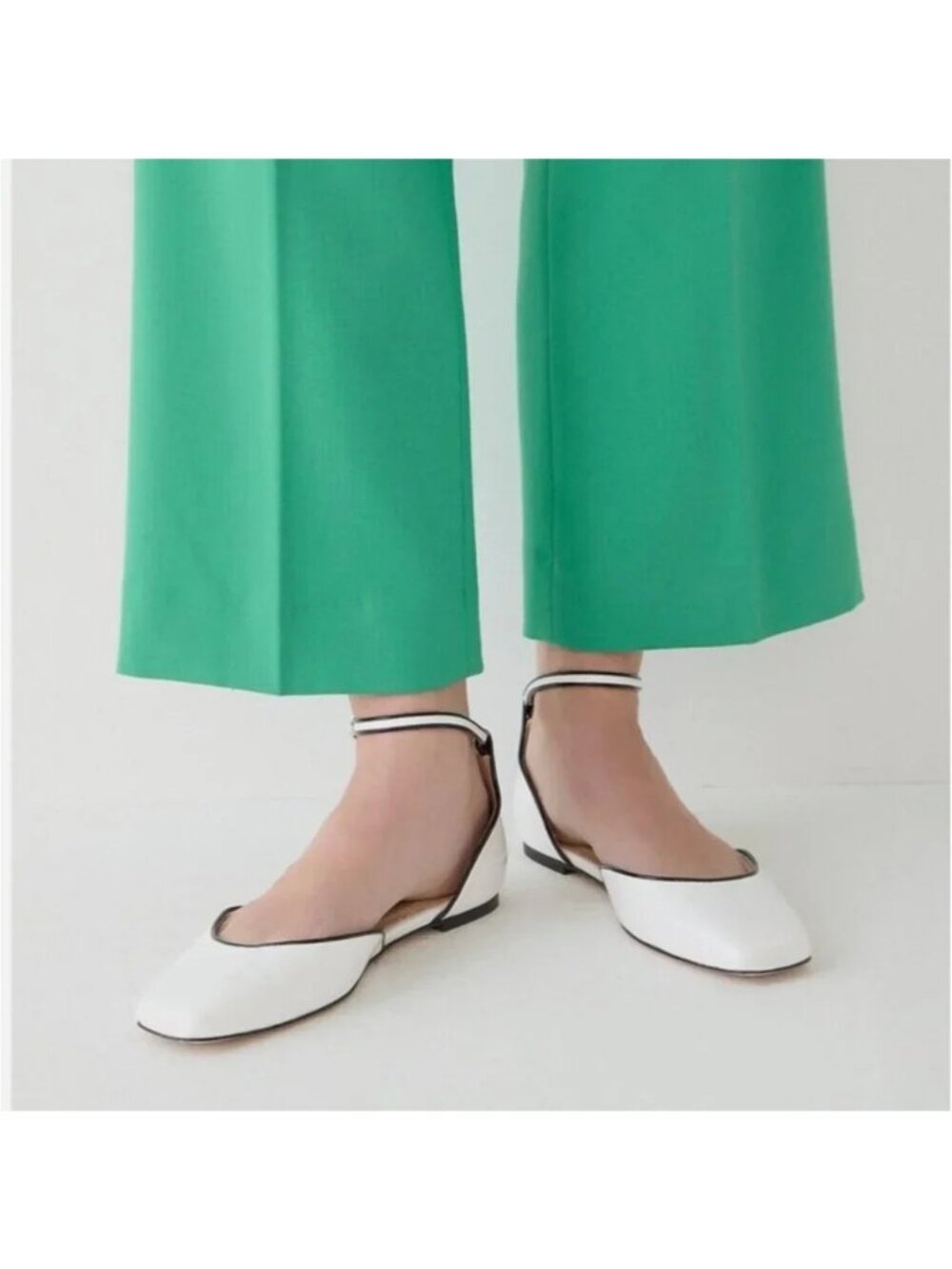 J.Crew Women's White Patent Leather Anya Ankle-Strap Flats Size 10 3603 - Picture 2 of 16
